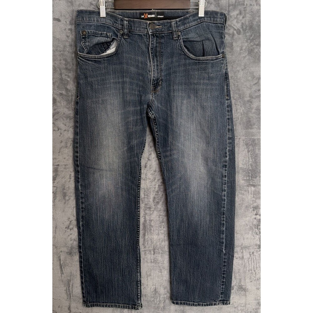 Y2K Lee Dungarees X-Line Straight Jeans Men's 36x30 Blue Denim Cotton Stretch